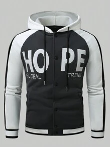 Manfinity Sport Corelite Áo khoác hoodie thêu chữ màu đơn giản phong cách bạn trai dành cho nam, có khóa kéo phía trước, lót giữ nhiệt, dành cho mùa thu/đông - Nhiều màu - Xem 7