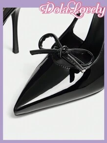 Dola Lovely Women's Burgundy Bow Decor High Heel Shoes With Ankle Strap, Suitable For Going Back To Work For Vibe And Spring Shoes Spring Break Easter - Black - View 4