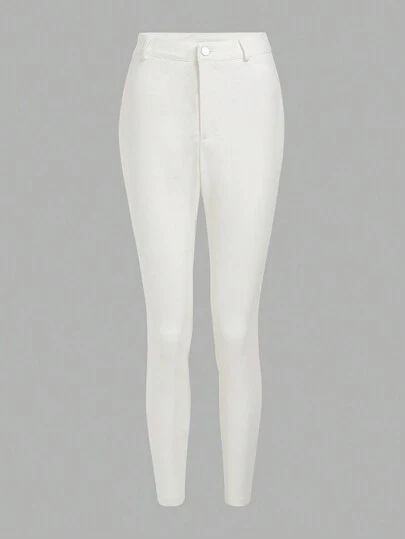 SHEIN SXY Solid High Waist Skinny Pants Birthday Spring Women Prom Valentine Day Date Night Bachelorette Party
