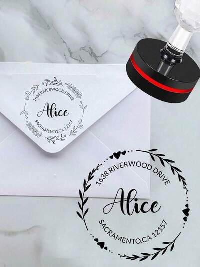 1pc Personalized Stamp Set, Custom Round Family Name Address & Monogram Signature Stamper, DIY Handmade With Love Design, Unique Reusable Gift For Him Her Family Friends Colleagues, Office Home School, Valentine's Day Decor Birthday Graduation Crafts, Vintage Custom Seal