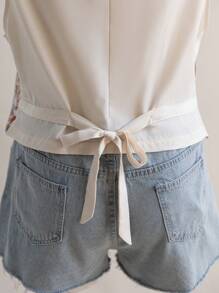 Soleia Áo nữ cỡ lớn cổ chữ V nhiều màu sắc, chất liệu jacquard, có chi tiết nơ phía sau, thích hợp cho kỳ nghỉ và mùa đông. - Nhiều màu - Xem 6