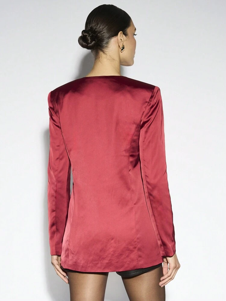 Structured Professional Double Breasted Satin Blazer