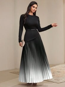 Modelyn Vestido de noche largo de estilo minimalista árabe de moda casual para mujer