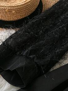 SHEIN Clasi 大码女式西装外套领子拼布亮片袖连衣裙长款女式服装 - 黑色 - 查看 5