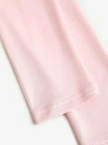 Sweetra Camiseta con cuello de volantes y lazo, ajustada con cuello de volantes, color rosa, outfit de otoño/invierno Y2K para mujer