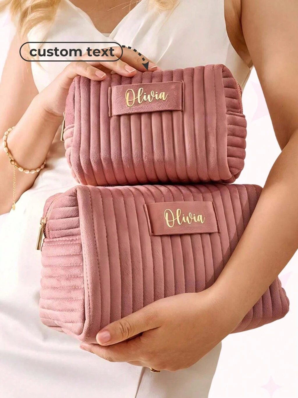 Cosmetic Bag Comfortable Premium Christmas Personalized Name Bag, Personalized Bridesmaid Gift, Wedding Gift, Travel Toiletry Bag, Birthday Gift For Her, Mother's Day Gift, Makeup Bag, Travel Accessories, Multi-Functional Colorful, Leisure, Basics, Casual, Soft, Unique,Personalized, Custom, Ideal Gifts For Her, Girlfriend, Her, Boyfriend, Friends