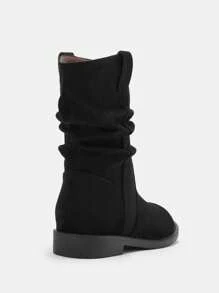 CUCCOO BIZCHIC Black Faux Suede Comfortable Platform Ankle Boots, Slip-On Style For Women