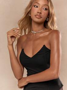 MISSGUIDED Sweetheart Neckline Mesh Boned Corset Curve Hem Bandeau Top