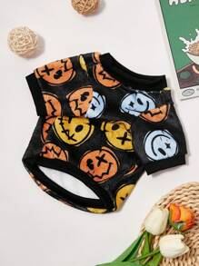 PETSIN 1 件宠物通用羊毛运动衫，带彩色笑脸印花，温暖舒适，适合狗和猫 - 彩色 - 查看 2