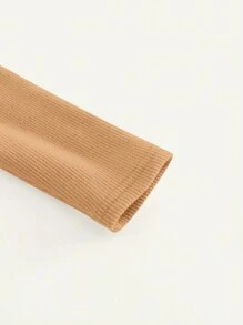 Cozy Pixies 2 Pcs/Set Baby Girl Solid Color Soft Knit Crew Neck Long Sleeve Top And Wide Leg Pants - Brown - View 12