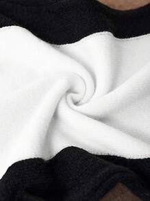 Zolique Two Tone Bodycon Sweater Dress Fall Cloth For Women - Black and White - View 8