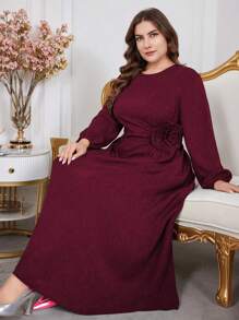 Modelyn Plus Size Women's 3D Flower Waisted Party Dress, Elegant A Line Dresses, For Evening Party/Wedding Guest/Anniversary For New Year Clothes Maxi Women Outfit Long Evening Dresses