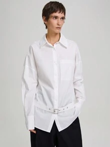 Ontre Winter Long Sleeve Blouse, Casual & Business Formal Look, Suitable For Holidays, Fall/Winter Season - White - View 1