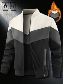 Manfinity Homme 男士长袖秋冬拼接夹克，带保暖内衬，立领，男士保暖内衬夹克，男士拉链夹克，男士冬季夹克 - 彩色 - 查看 7