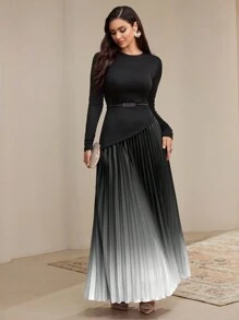 Modelyn Vestido de noche largo de estilo minimalista árabe de moda casual para mujer
