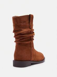 CUCCOO BIZCHIC Botas de tobillo para mujer, botas de media pantorrilla con efecto caído, puntera redonda y tacón plano para el Día de San Valentín - Camel - Ver 8