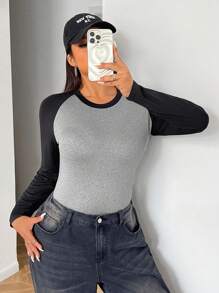 SHEIN EZwear Bộ đồ liền thân màu đen và xám cỡ lớn, quần áo mùa đông cho phụ nữ - Nhiều màu - Xem 4