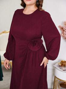 Modelyn Plus Size Women's 3D Flower Waisted Party Dress, Elegant A Line Dresses, For Evening Party/Wedding Guest/Anniversary For New Year Clothes Maxi Women Outfit Long Evening Dresses