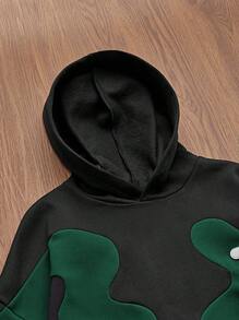 SWAVVY Herren Strick Lässig Everyday Loose Fit Farbblock Langarm Hoodie, Herbst/Winter, Paar Sachen - Dunkelgrün - Übersicht 5