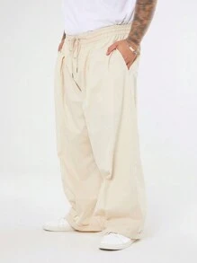 Manfinity NXTstreet Pantaloni casual beige intrecciati, larghi e morbidi, per uomo taglia comoda, pantaloni ampi semplici per l'autunno, ideali come regalo per il marito o il fidanzato