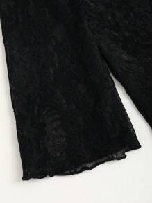 Sweetra Top à manches longues, col carré, nœud papillon en dentelle sexy pour femmes, tenue décontractée Y2K