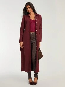 COSMINA Pantalones casuales de mujer de unicolor con bolsillo y botones delanteros
