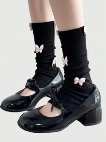 ROMWE Kawaii 1 para damskich różowych ocieplaczy na nogi z motywem motyli