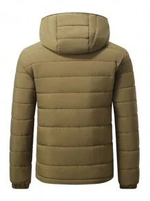 Manfinity Sport Corelite Boyfriend Style Men's Plain Color Hooded Casual Padded Coat, Winter