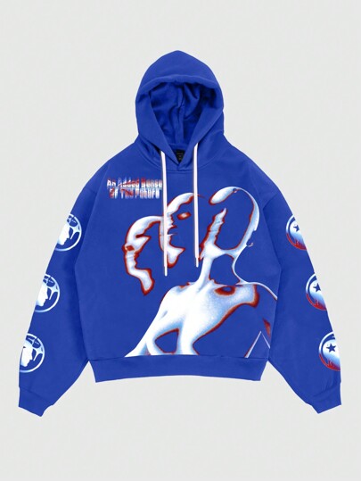 Street Life Sudadera con capucha con figura de calle de imágenes térmicas para hombres