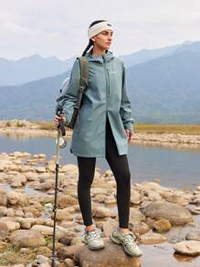 In My Nature Women's Letter Print Loose Fit Long Sleeve Hooded Outdoor Windbreaker Jacket - Green - View 10