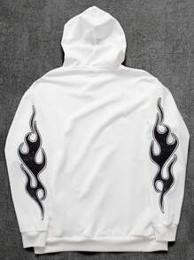 Manfinity Hypemode Sudadera con capucha casual para hombre con estampado gráfico, manga larga