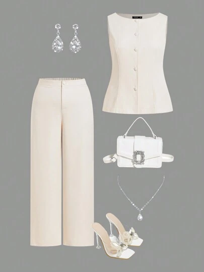 Ellevyn 2pcs Plus Size Women's Set, Graphic Design