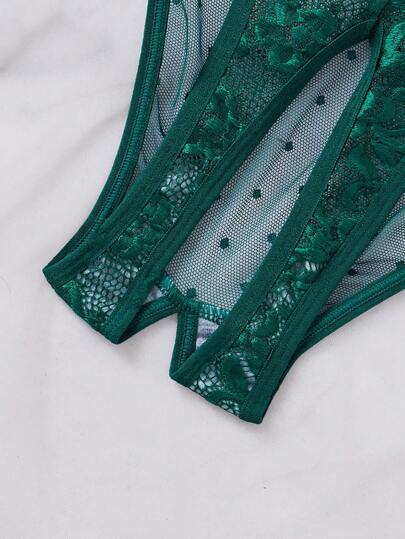 Seduluxe 1pc Verleidelijke Kanten Mesh Contrast Bodysuit Lingerie Going Out view 3