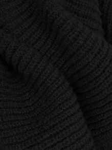 Tween Girls' Loose Casual Fashion Ruched Short Solid Comfortable Long Sleeve Pullover Sweater - Black - View 3