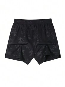 Manfinity Sport Corelite Quần short thể thao cạp rút họa tiết chữ Boyfriend Style dành cho nam, in họa tiết tinh tế, thường ngày, thể thao, dùng để tập thể dục, rèn luyện sức khỏe, mặc hàng ngày, đi chơi, mặc ở nhà, thoải mái và thoáng khí. - màu đen - Xem 2