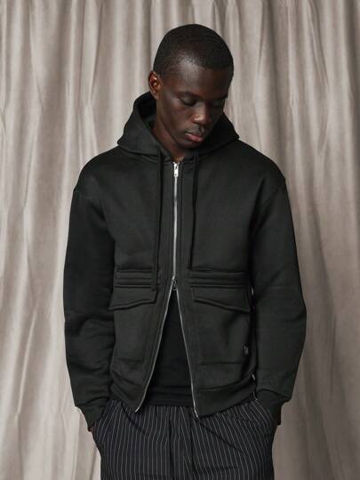 SUMWON 设计师运动全拉链连帽衫优质运动服厚重实用风格健身运动衫秋冬外套带侧袋