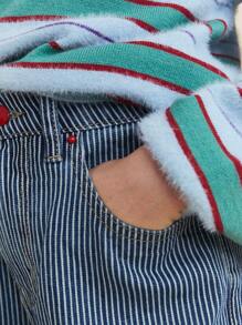THE HAPPY LOOK Tween Boy Denim Pants With Striped Design, Casual And Fashionable For Daily Wear