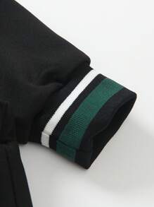 SHEIN 年轻男孩字母图案拼布套头衫搭配纯色工装裤，休闲时尚，适合秋冬季 - 彩色 - 查看 4