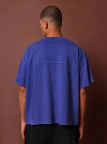 SUMWON Boxy Fit Washed Baller Tee With Number Graphic Print - Blue - View 2