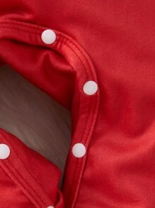 SHEIN Mono rojo para recién nacida, monos de moda diseñados especialmente para el primer Año Nuevo del bebé, con color rojo y decoración de lazo para proporcionar un atuendo cálido, cómodo y festivo para Año Nuevo y Navidad - Multicolor - Ver 5