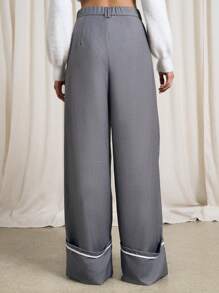 AiiRZ Turn Up Tailored Wide Leg Trousers