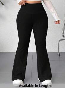 SHEIN Tall CURVE 大码女式高腰喇叭休闲运动裤 - 黑色 - 查看 7