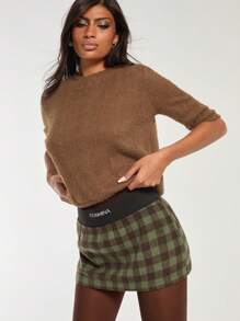 COSMINA Women's Solid Color Patchwork Minimalist A-Line Skirt, Casual Everyday Wear