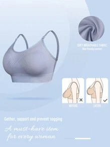 Seamless Strap Women's Wireless Bra, 1pc - Baby Blue - View 5