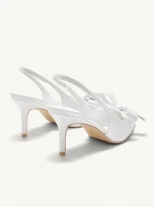 MOTF PREMIUM GIÀY CAO GÓT MŨI NHỎ CÓ NƠ CHO NỮ CHO LỄ HỘI GIÁNG SINH VÀ NĂM MỚI MÙA THU ĐÔNG - trắng - Xem 5