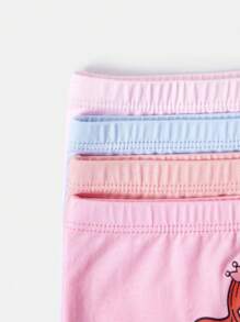 SHEIN 4pcs Young Girl Cute Mermaid Pattern Breathable Stretchy Waist Briefs - Multicolor - View 4