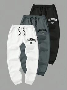 Aesthetic Post 男士字母印花口袋松紧腰带抽绳休闲运动裤 - 彩色 - 查看 1