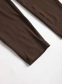 SHEIN BASICS 2件套纯色针织紧身连体裤，休闲 - 彩色 - 查看 4