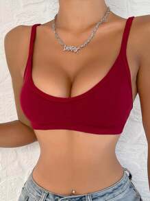 Solid Seamless Bralet - Burgundy - View 3