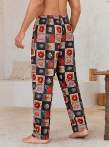 Manfinity ChillVibe Men's All-Over Print Casual Lounge Pants, Daily Leisure Wear - Black - View 2